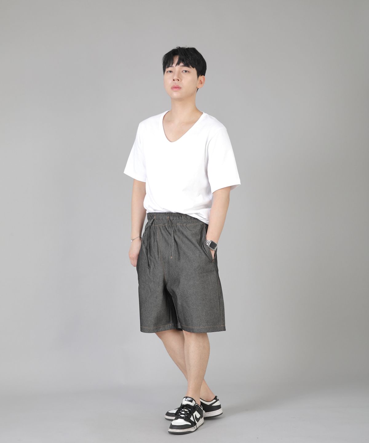 세인트크루(SAINTCREW) 립스P쇼츠 ERS-349 그레이블랙 데님