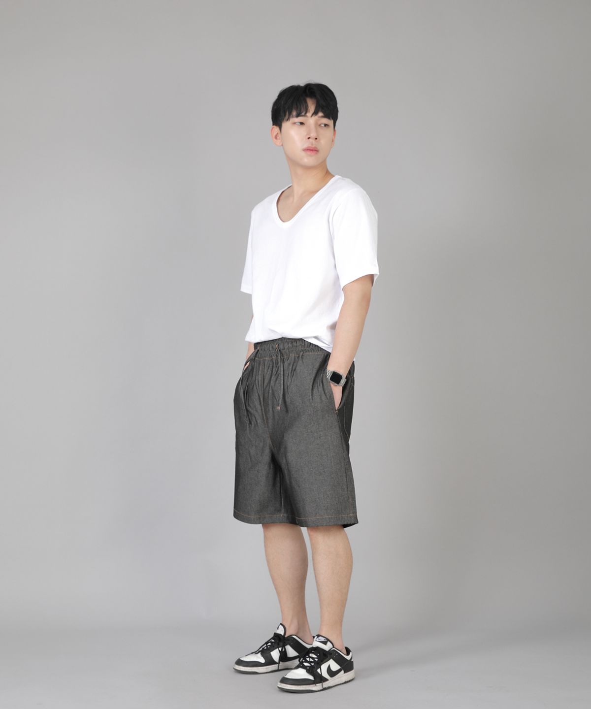 세인트크루(SAINTCREW) 립스P쇼츠 ERS-349 그레이블랙 데님