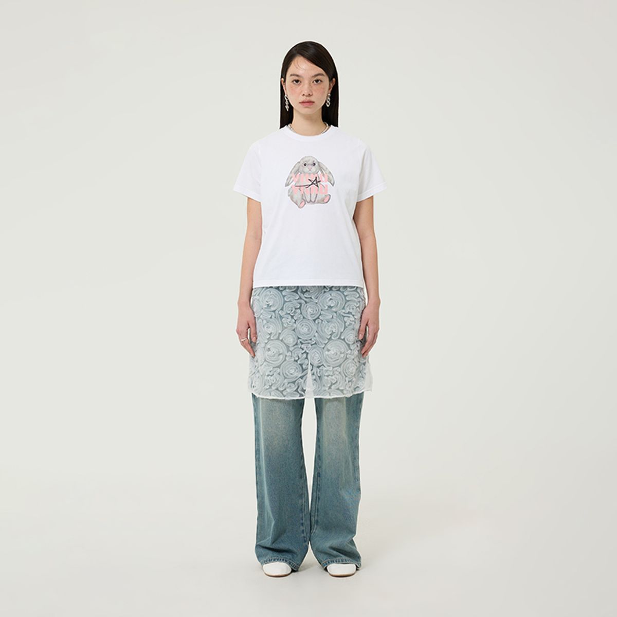 베테제(VETEZE) [VIUWVIUW] Rising Rabbit Half T  (white)