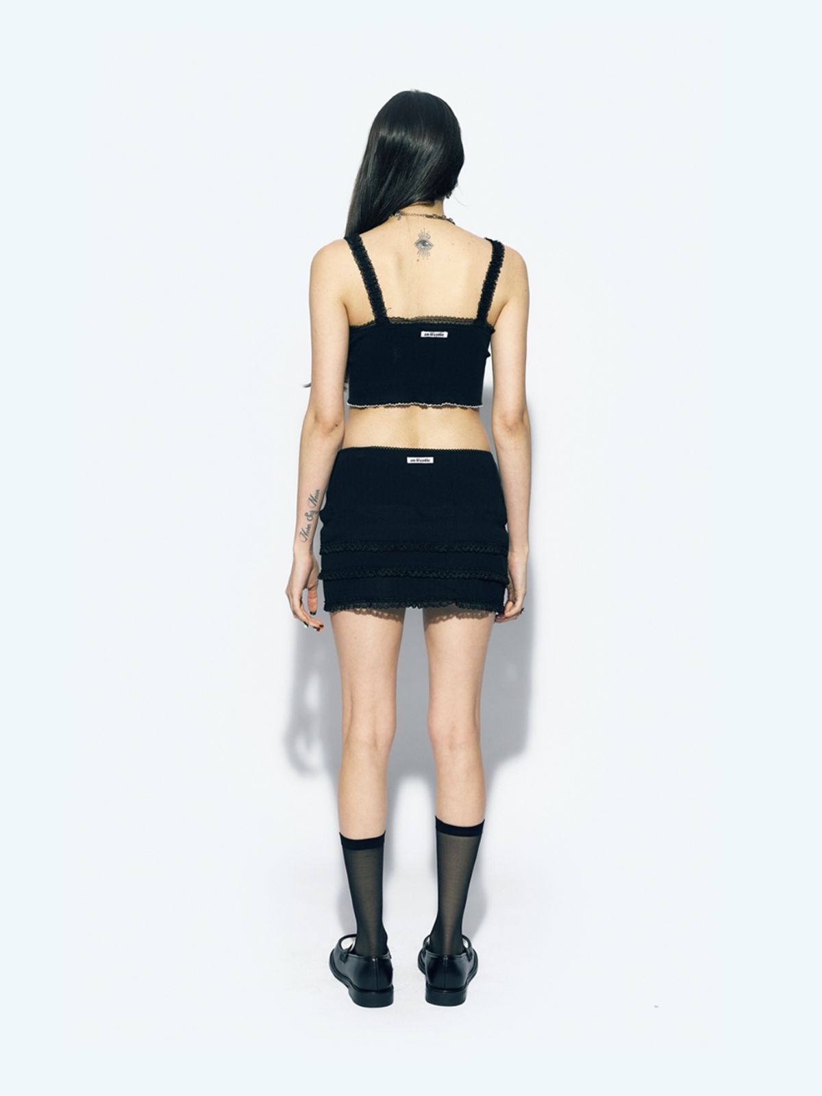 에즈이프 캘리(ASIF CALIE) LACE LAYERED MINI SKIRT BLACK