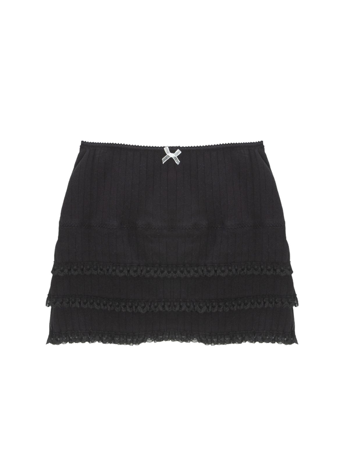 에즈이프 캘리(ASIF CALIE) LACE LAYERED MINI SKIRT BLACK