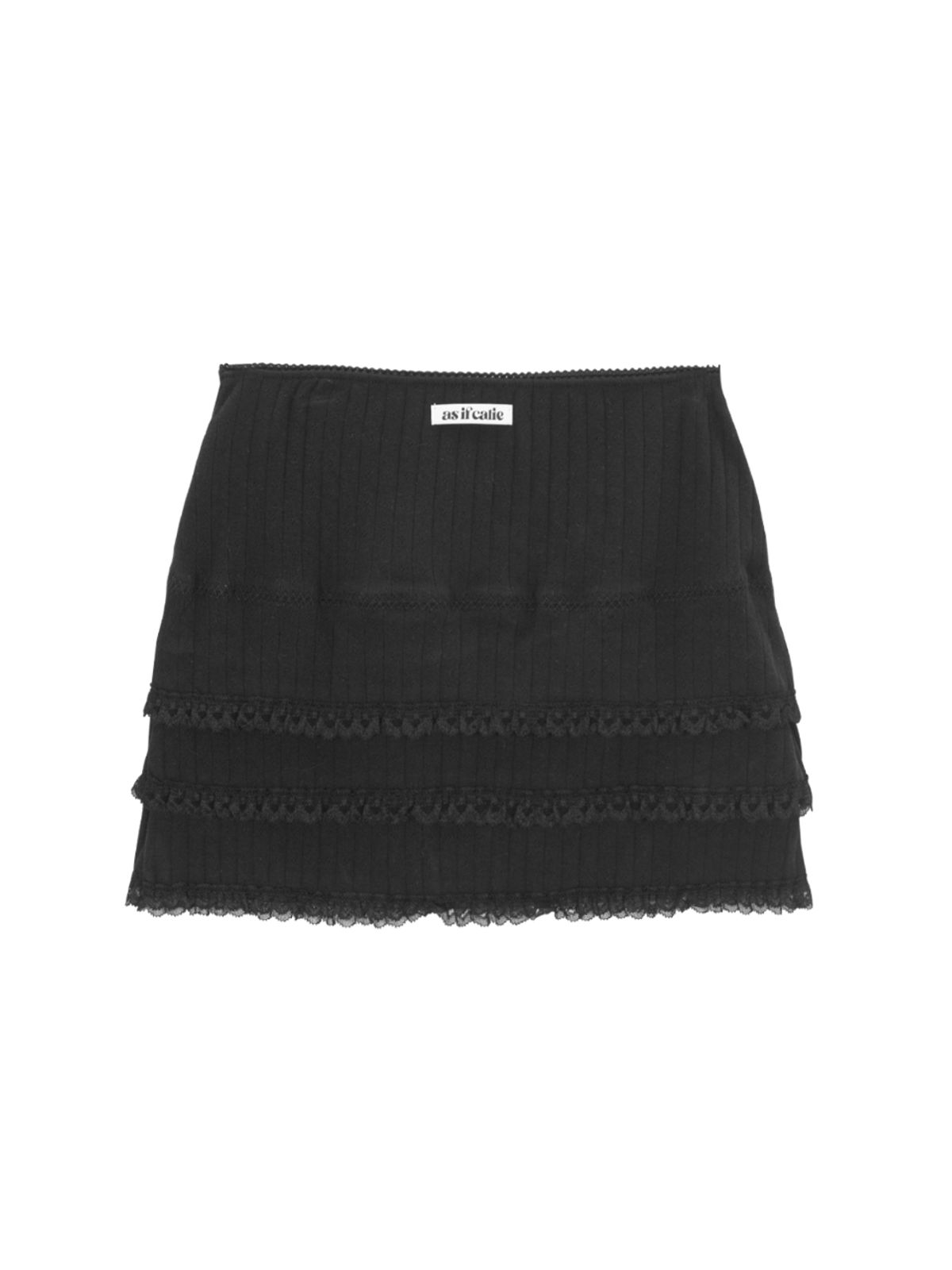 에즈이프 캘리(ASIF CALIE) LACE LAYERED MINI SKIRT BLACK