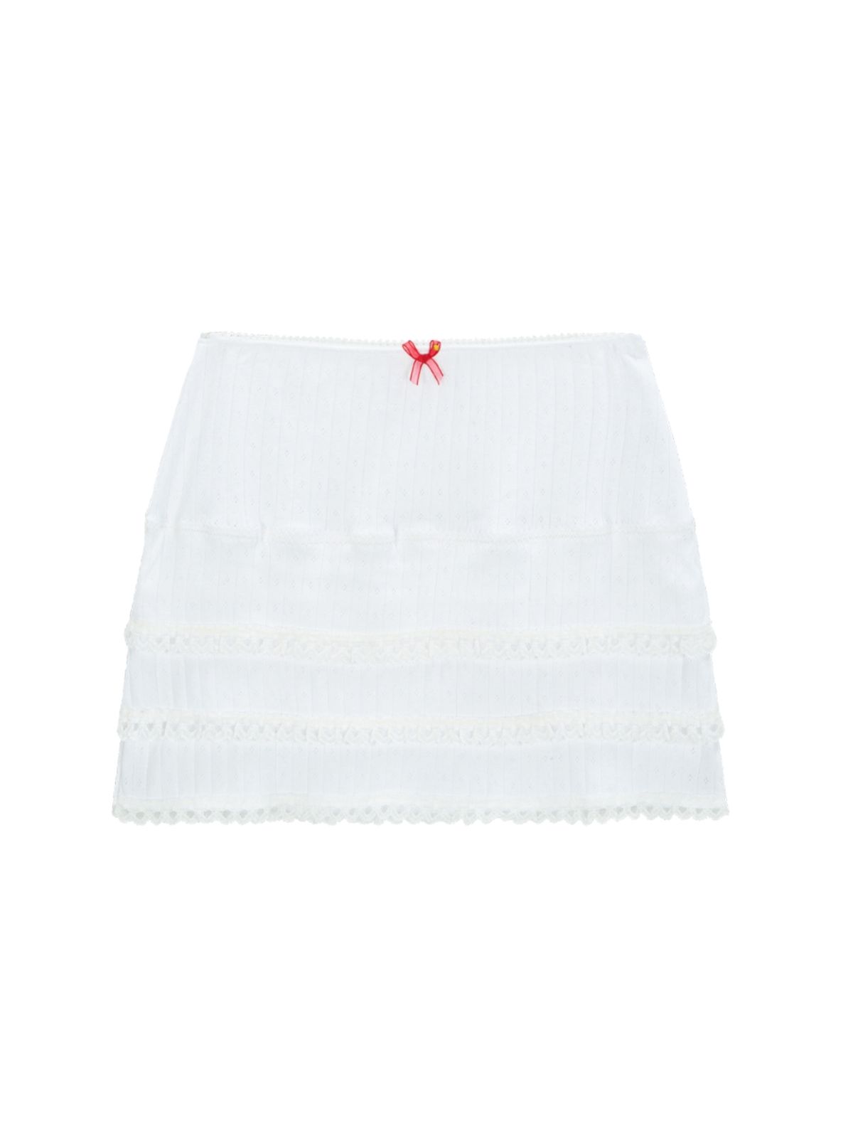 에즈이프 캘리(ASIF CALIE) LACE LAYERED MINI SKIRT WHITE