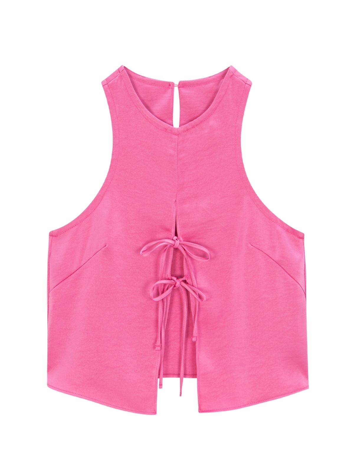 에즈이프 캘리(ASIF CALIE) RIBBON OPEN SLEEVELESS BLOUSE PINK
