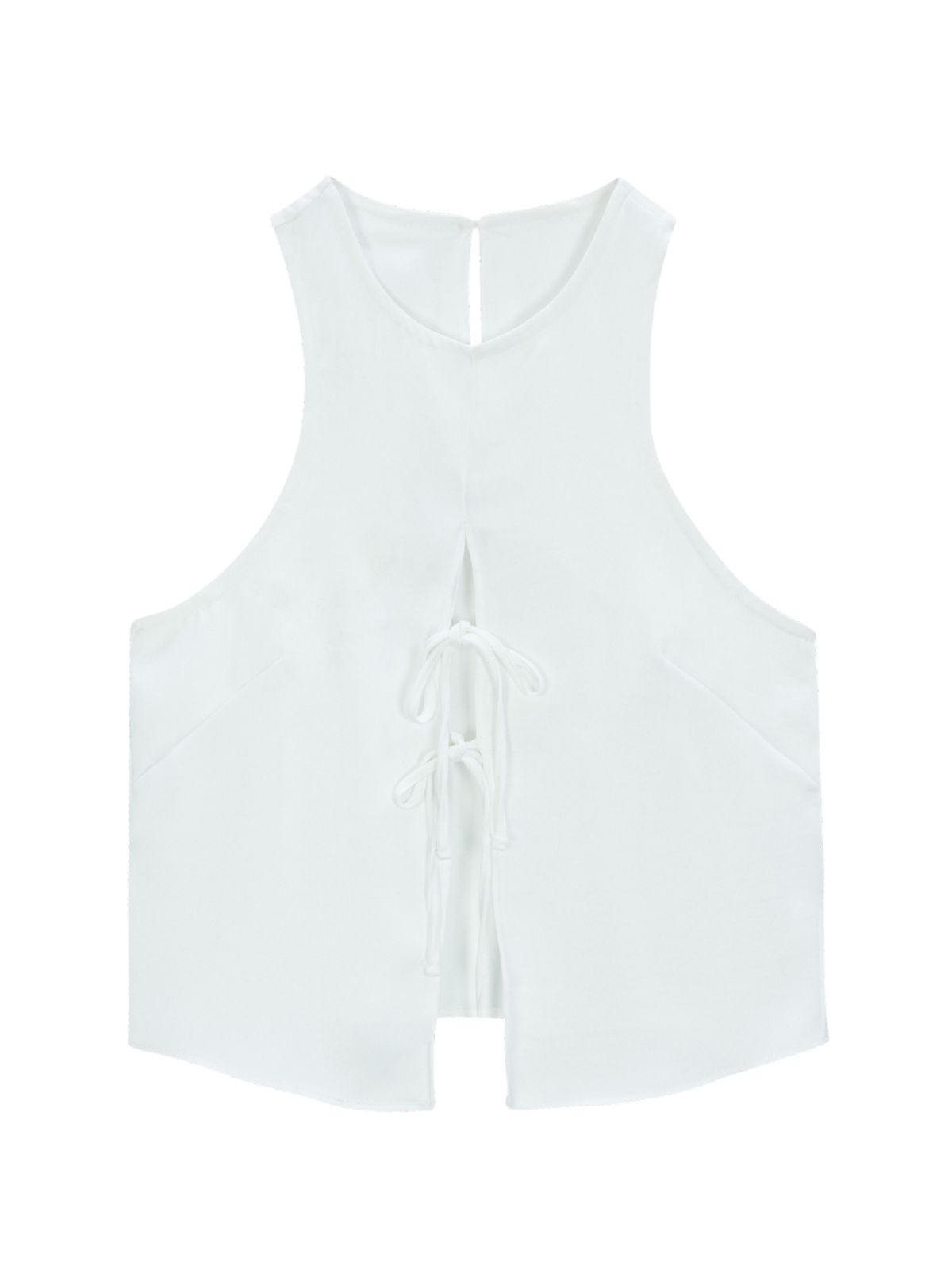 에즈이프 캘리(ASIF CALIE) RIBBON OPEN SLEEVELESS BLOUSE WHITE