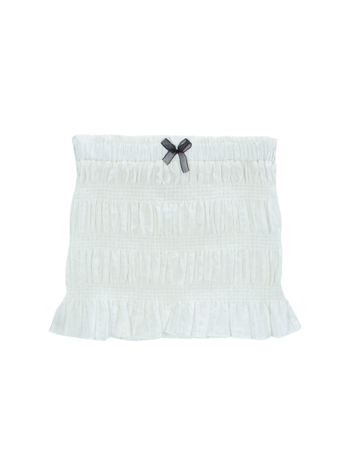 에즈이프 캘리(ASIF CALIE) FRILL SHIRRING TUBE TOP WHITE