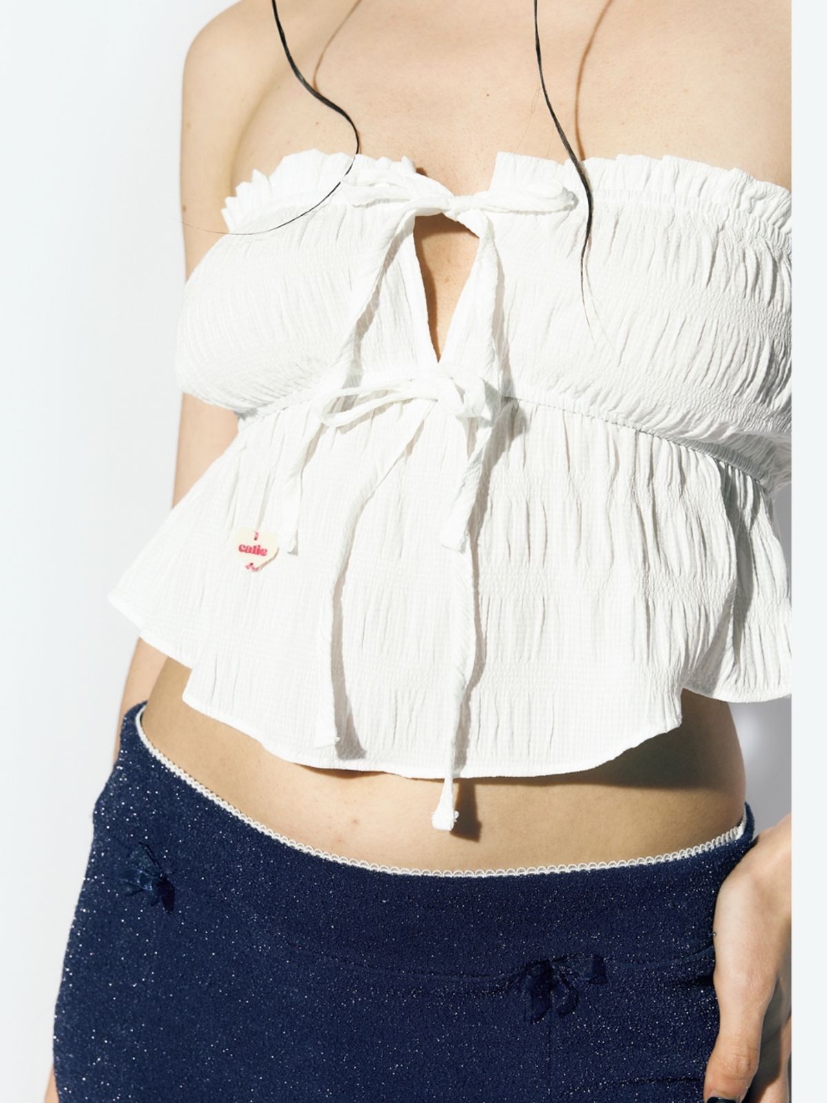 에즈이프 캘리(ASIF CALIE) GINGHAM CHECK SLEEVELESS BLOUSE WHITE