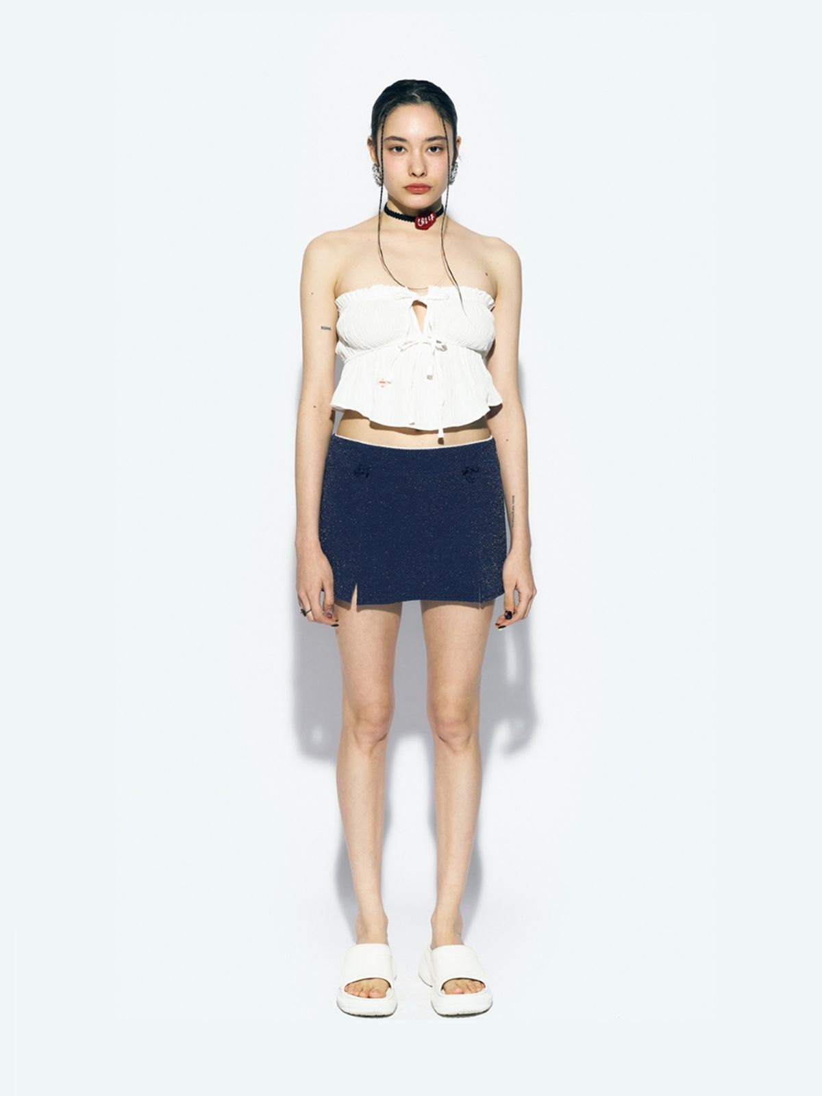 에즈이프 캘리(ASIF CALIE) GINGHAM CHECK SLEEVELESS BLOUSE WHITE