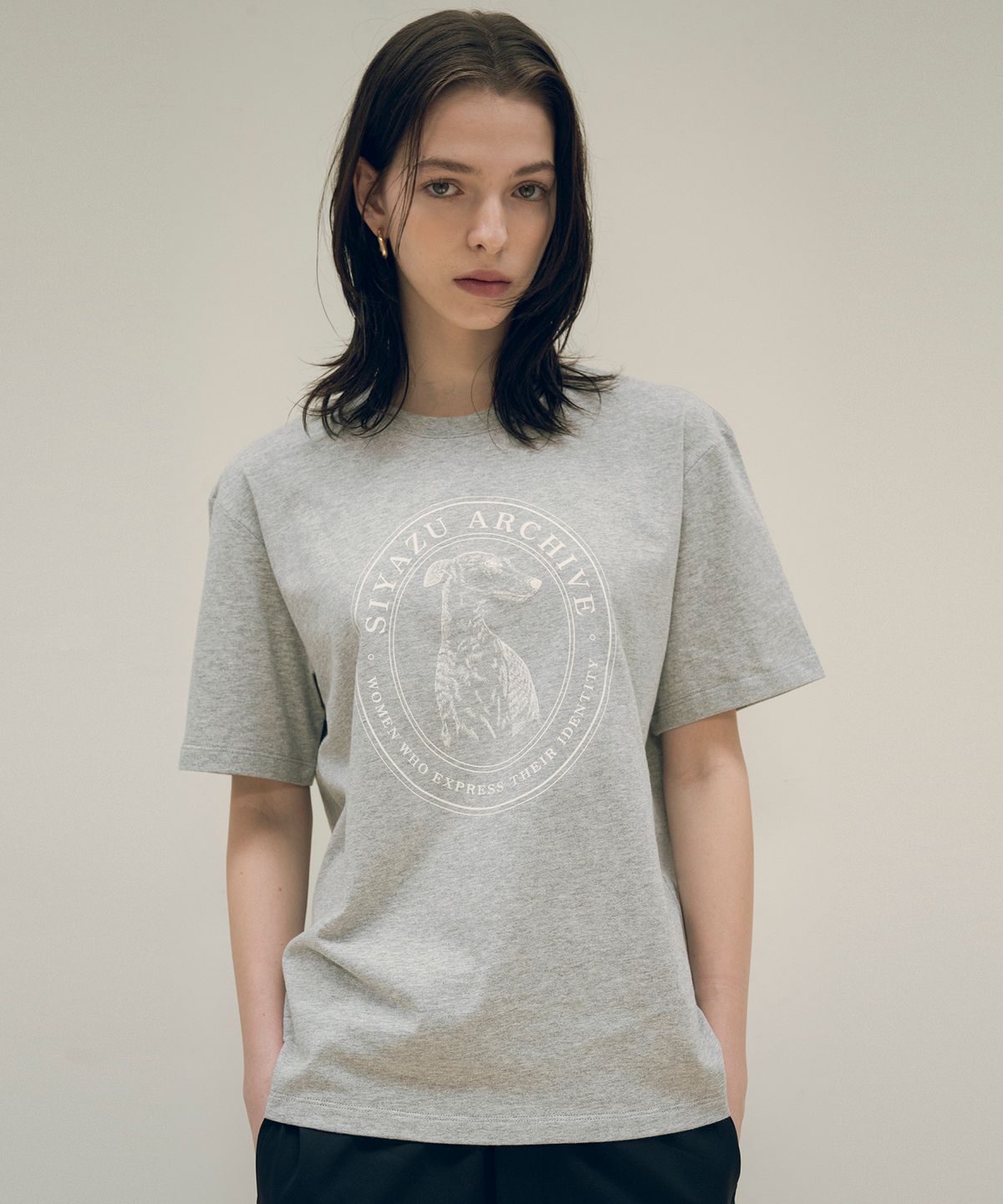 시야쥬(SIYAZU) SITP5156 그레이 하운드 반팔 티셔츠_Melange gray