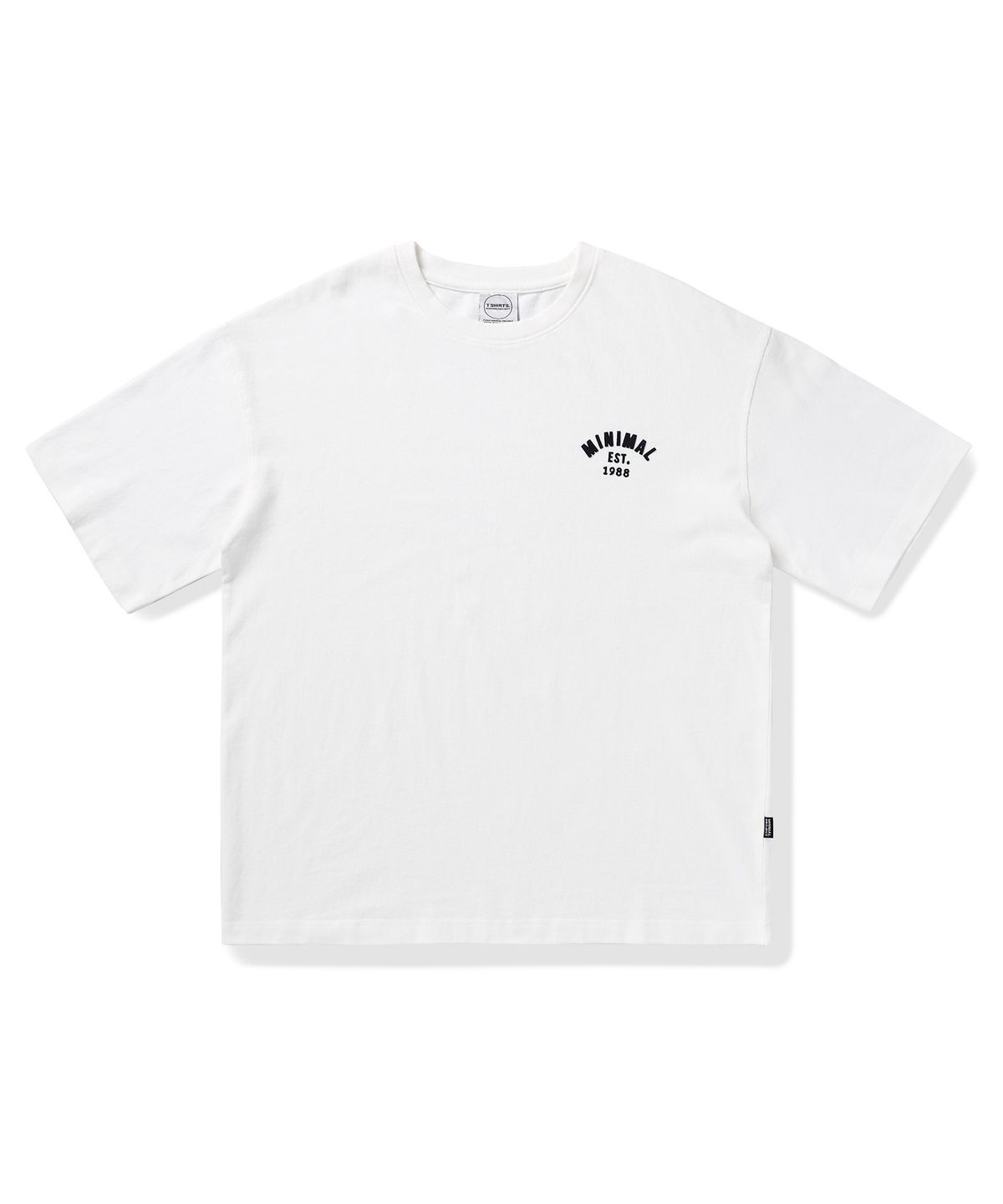 미니멀프로젝트(MINIMALPROJECT) 미니멀 에플리케 아치로고 피그먼트 반팔티셔츠 MST158 [WHITE]