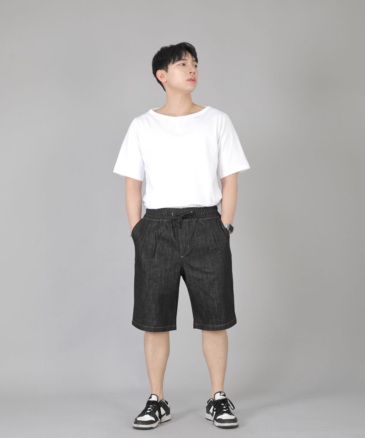 세인트크루(SAINTCREW) 핀턱쇼츠 EPS-350 블랙데님