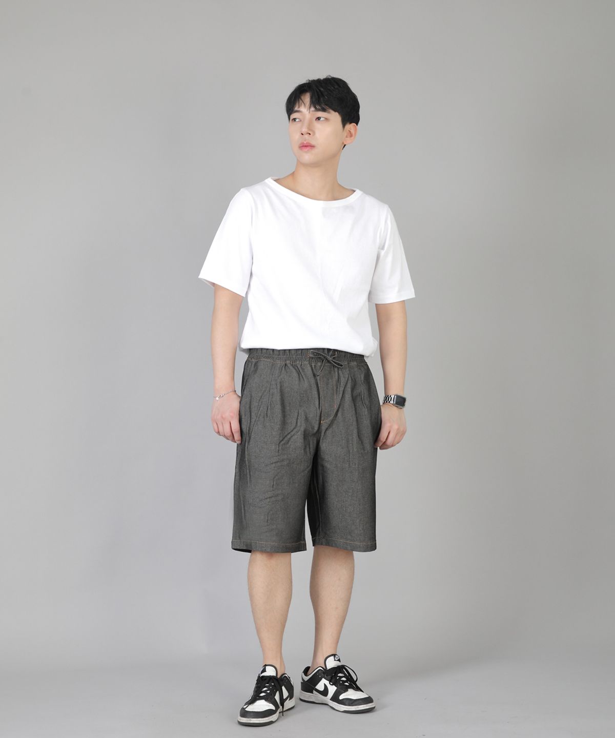 세인트크루(SAINTCREW) 핀턱쇼츠 EPS-350 그레이블랙 데님