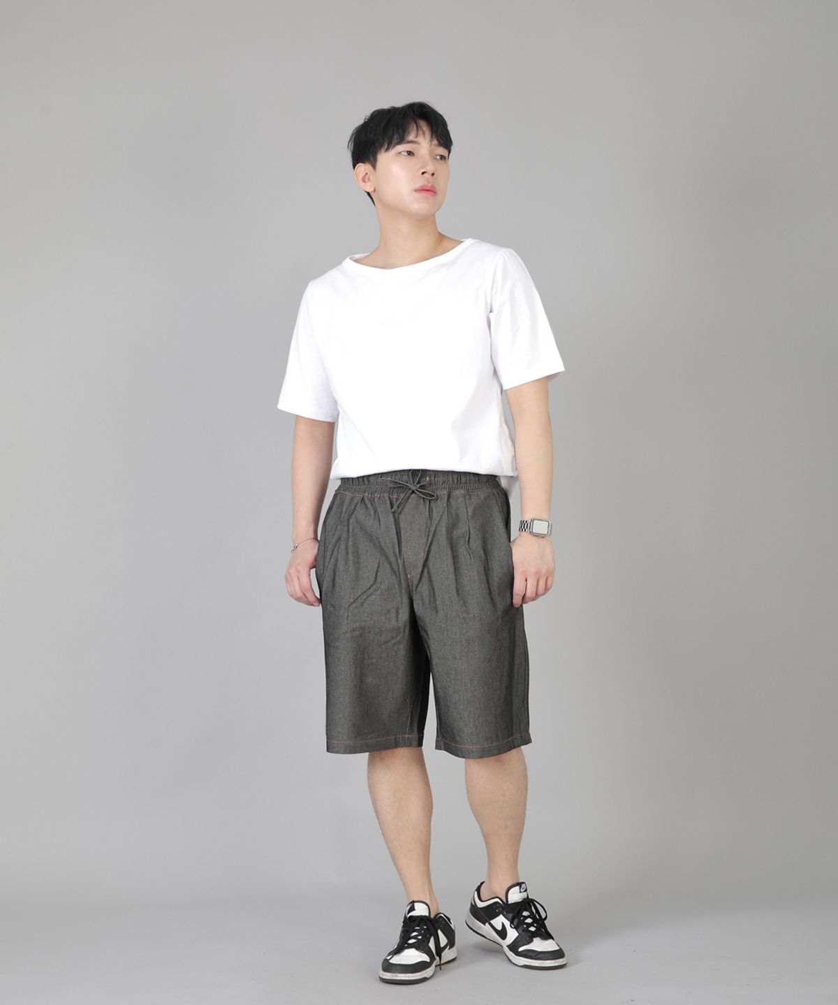 세인트크루(SAINTCREW) 핀턱쇼츠 EPS-350 그레이블랙 데님