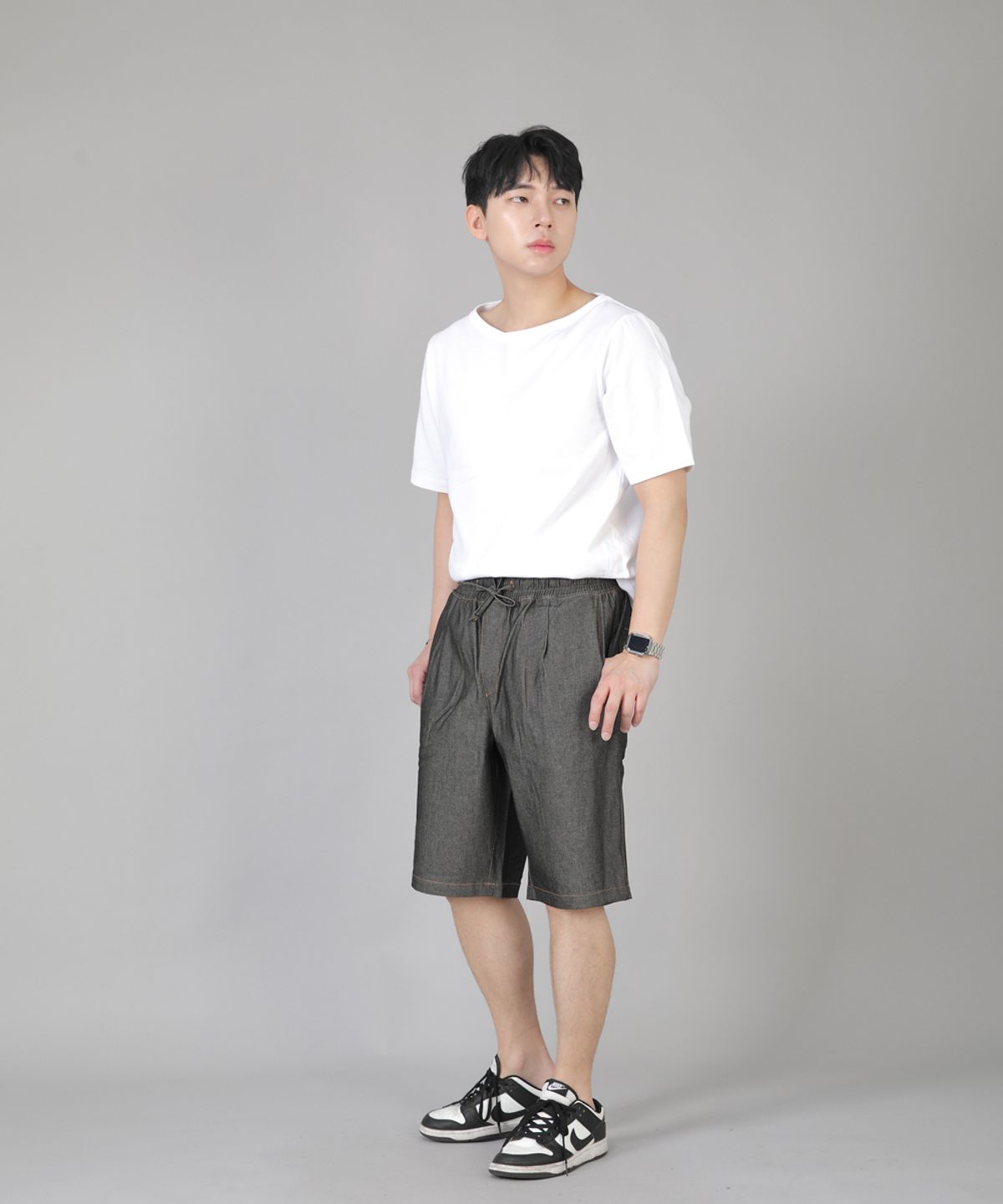 세인트크루(SAINTCREW) 핀턱쇼츠 EPS-350 그레이블랙 데님