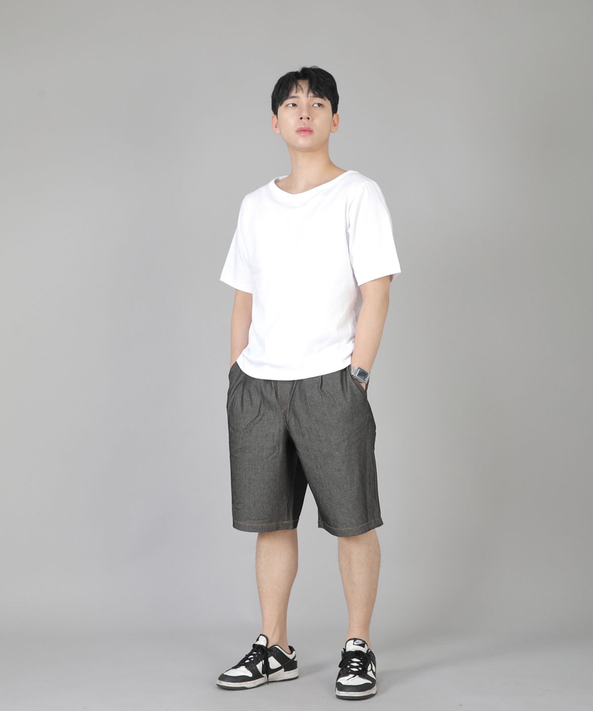 세인트크루(SAINTCREW) 핀턱쇼츠 EPS-350 그레이블랙 데님