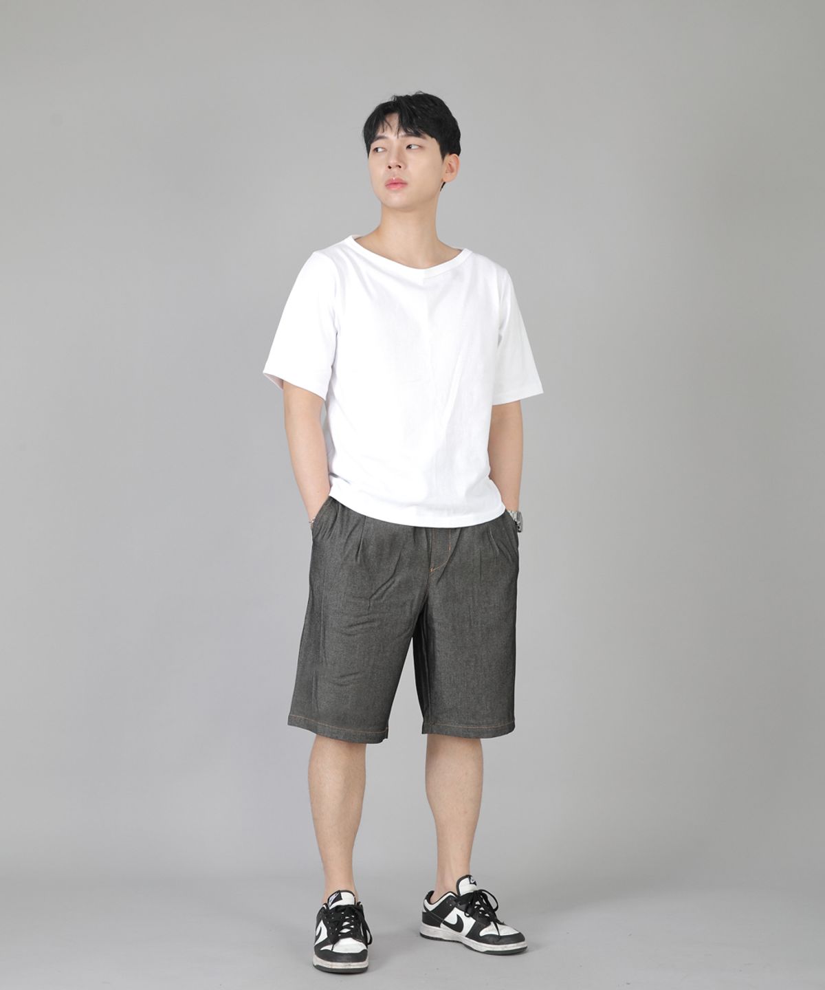 세인트크루(SAINTCREW) 핀턱쇼츠 EPS-350 그레이블랙 데님