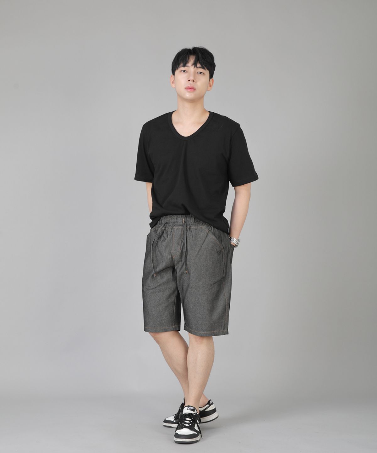 세인트크루(SAINTCREW) 레귤러쇼츠 ERES-351 그레이블랙 데님
