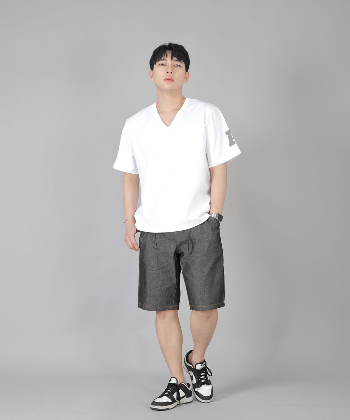 세인트크루(SAINTCREW) 레귤러쇼츠 ERES-351 그레이블랙 데님
