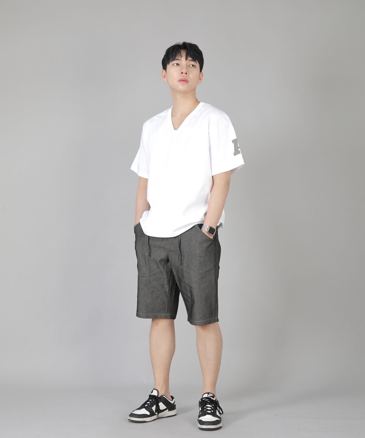 세인트크루(SAINTCREW) 레귤러쇼츠 ERES-351 그레이블랙 데님