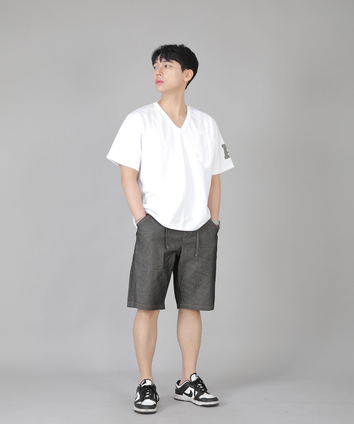 세인트크루(SAINTCREW) 레귤러쇼츠 ERES-351 그레이블랙 데님