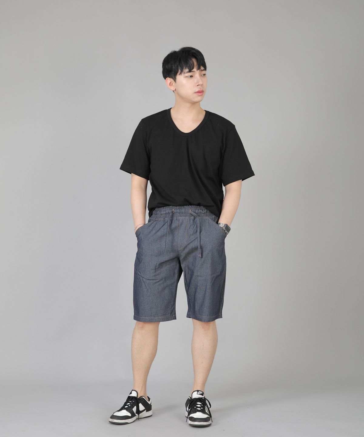 세인트크루(SAINTCREW) 레귤러쇼츠 ERES-351 라이트인디고 데님