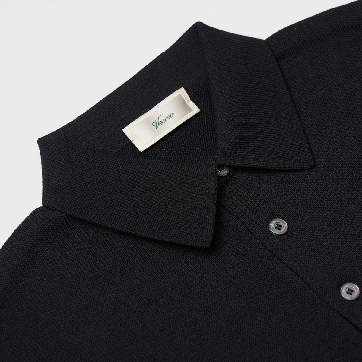 베르노(VERNO) 24SS Linen like polo knit Black