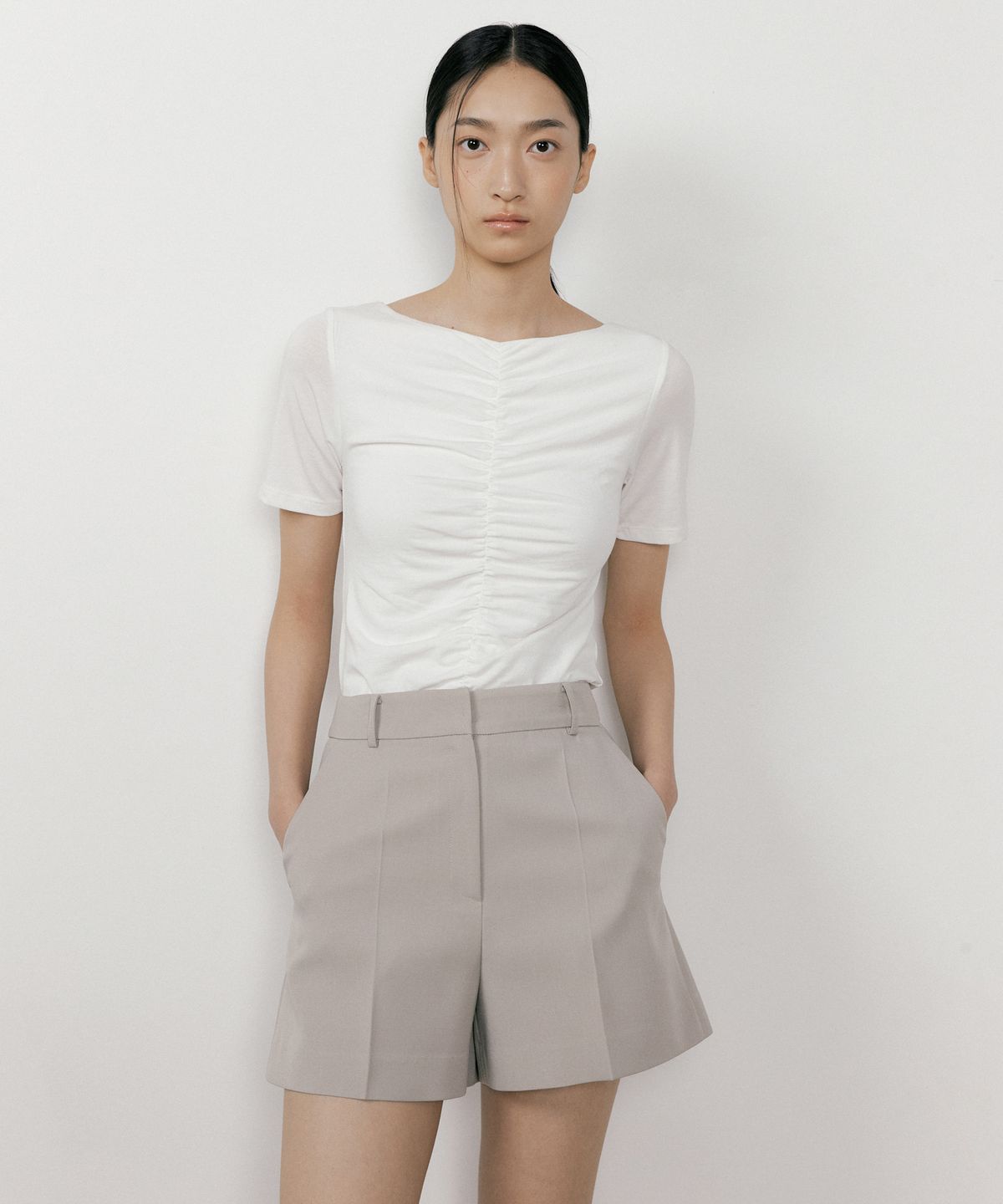오떼뜨(OCTETTE) REVERSIBLE SHIRRING T_3COLOR