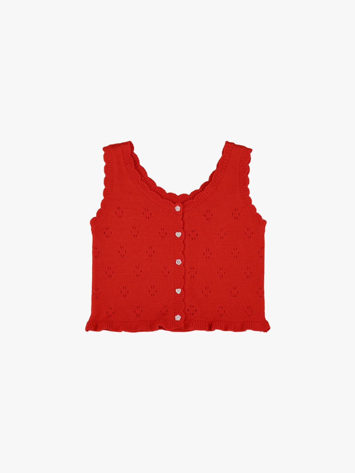 핑크파인애플(PINK PINEAPPLE) FRILL PUNCHING KNIT VEST_RED