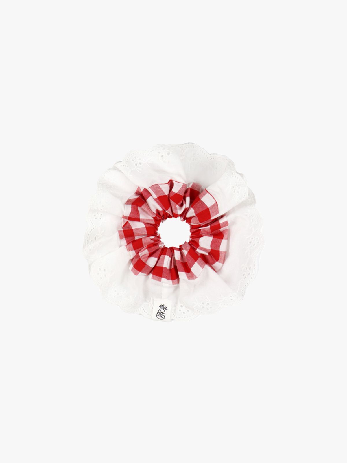 핑크파인애플(PINK PINEAPPLE) CHECK LACE SCRUNCHIE_RED