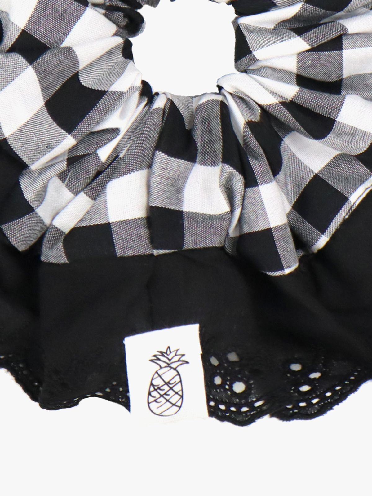 핑크파인애플(PINK PINEAPPLE) CHECK LACE SCRUNCHIE_BLACK