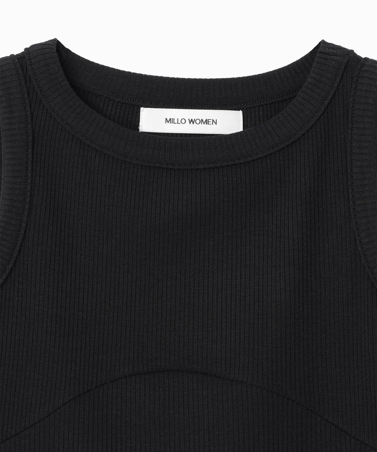 밀로 우먼(MILLO WOMEN) 심볼 슬리브리스 탑 [블랙]