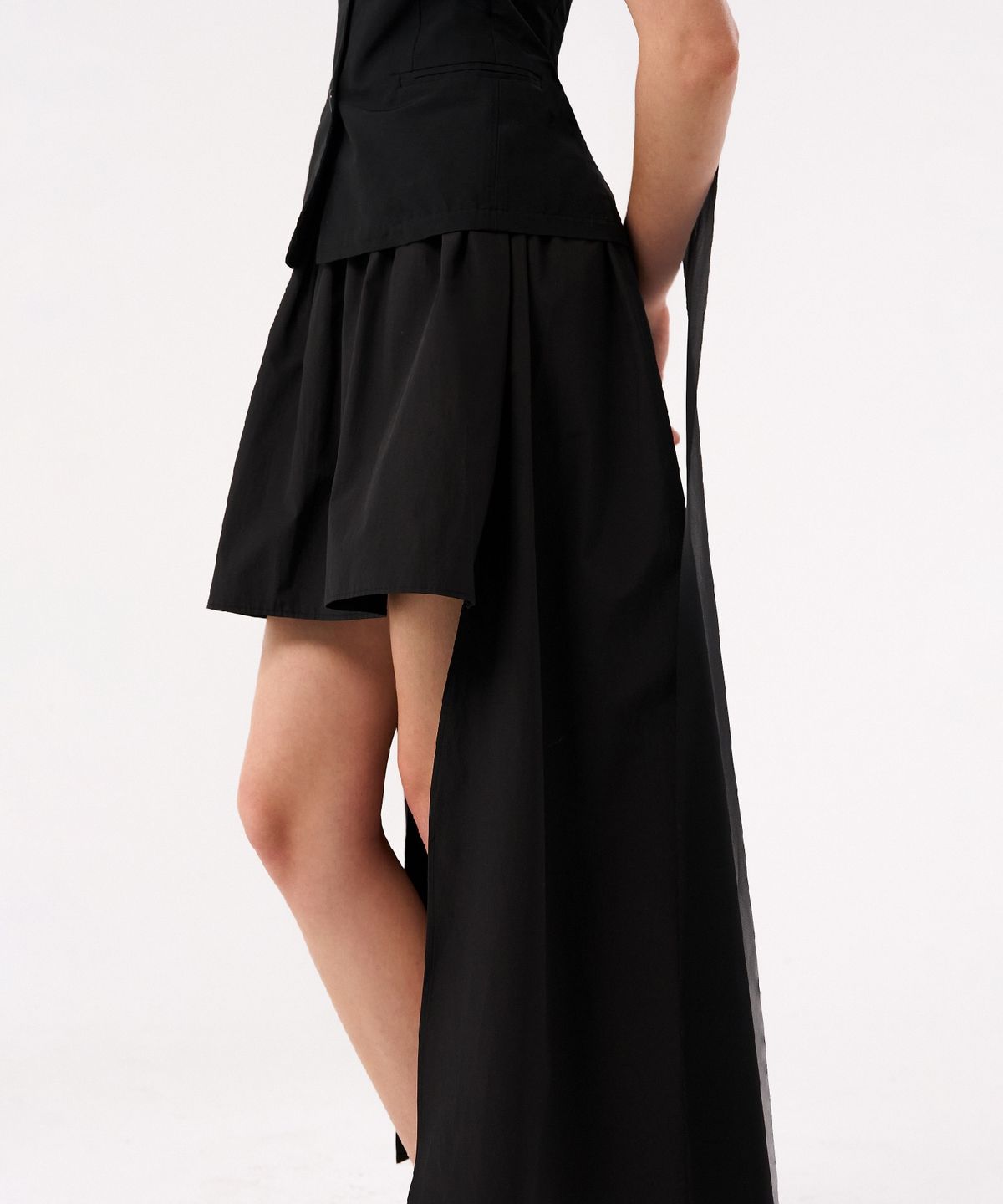 레트흐드레뚜왈(LETTRE DE LE TOILE) Jen gathered midi skirt (black)