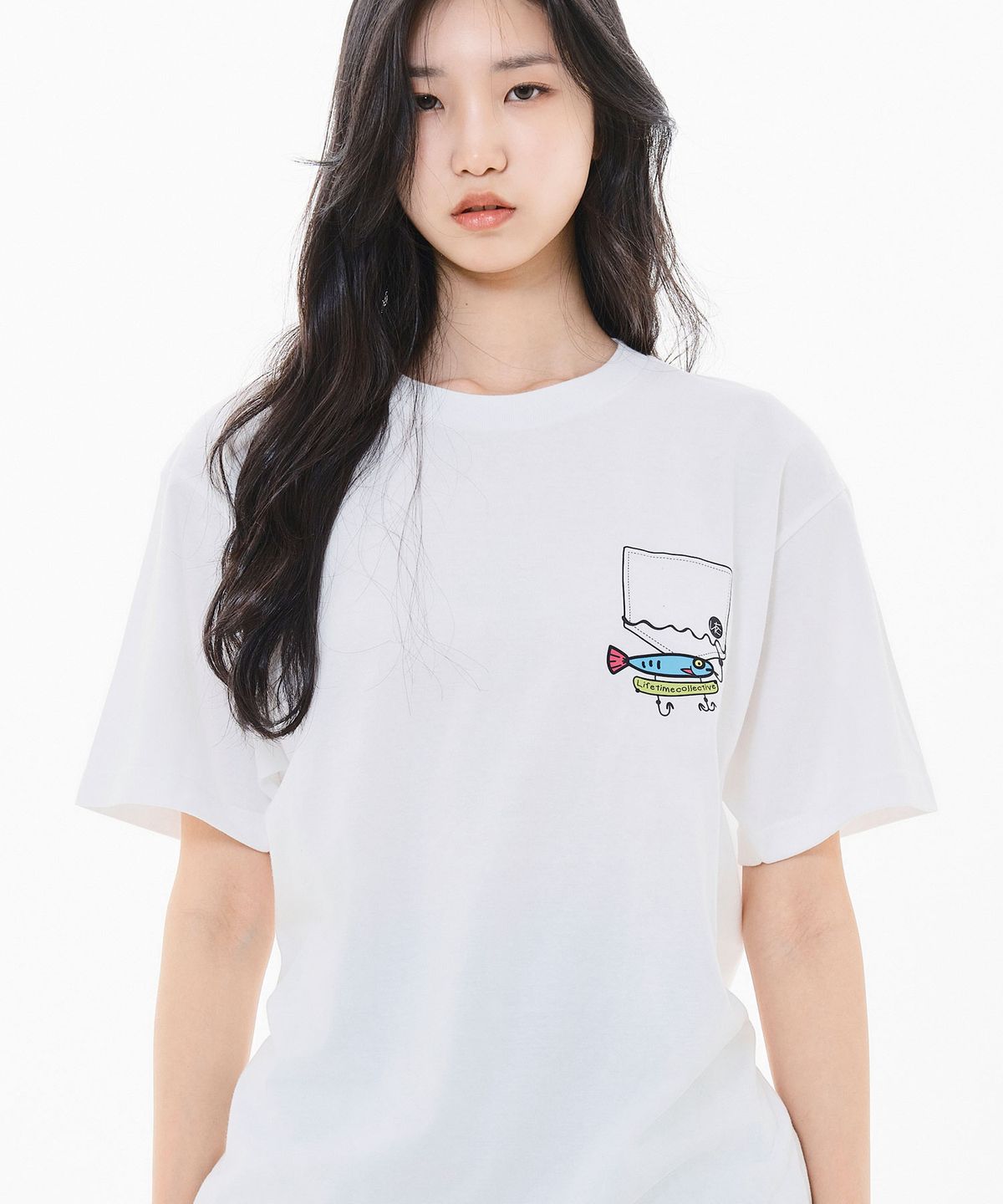 라이프타임콜렉티브(LIFETIMECOLLECTIVE) 피쉬  반팔티셔츠 화이트