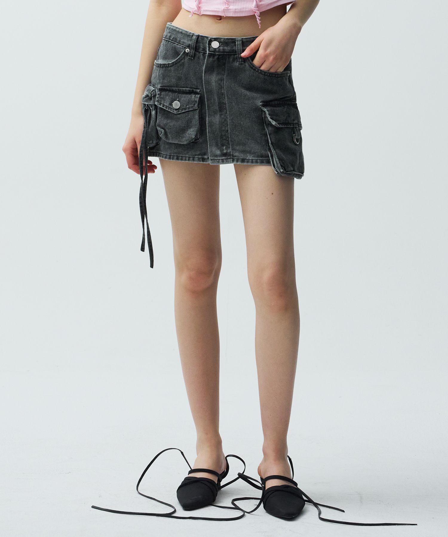 MUSINSA公式 | MIDNIGHT MOVE pk cargo skirt (dark grey)