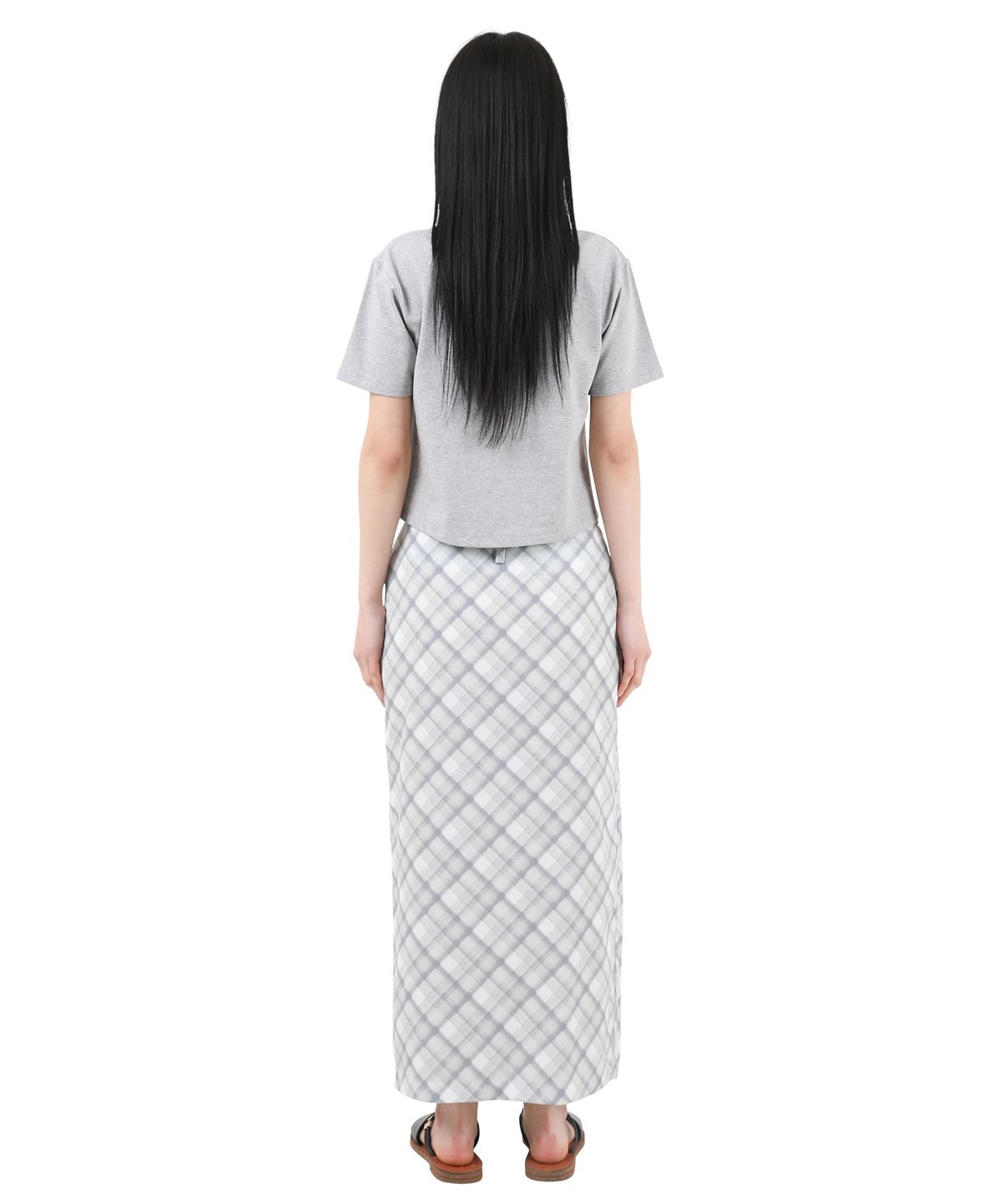 카타르시스(KATHARSIS) 체크 패턴 롱 스커트 그린 ONE SIZE