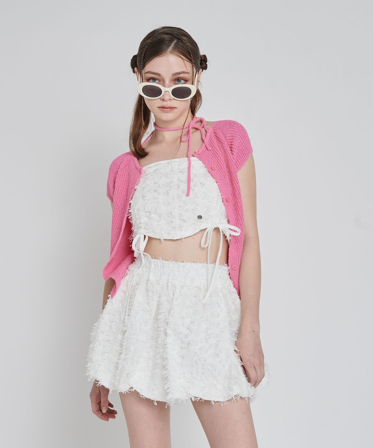 언유주얼 노말(UNUSUALNORMAL) RUPIN 2WAY KNIT TOP_PINK