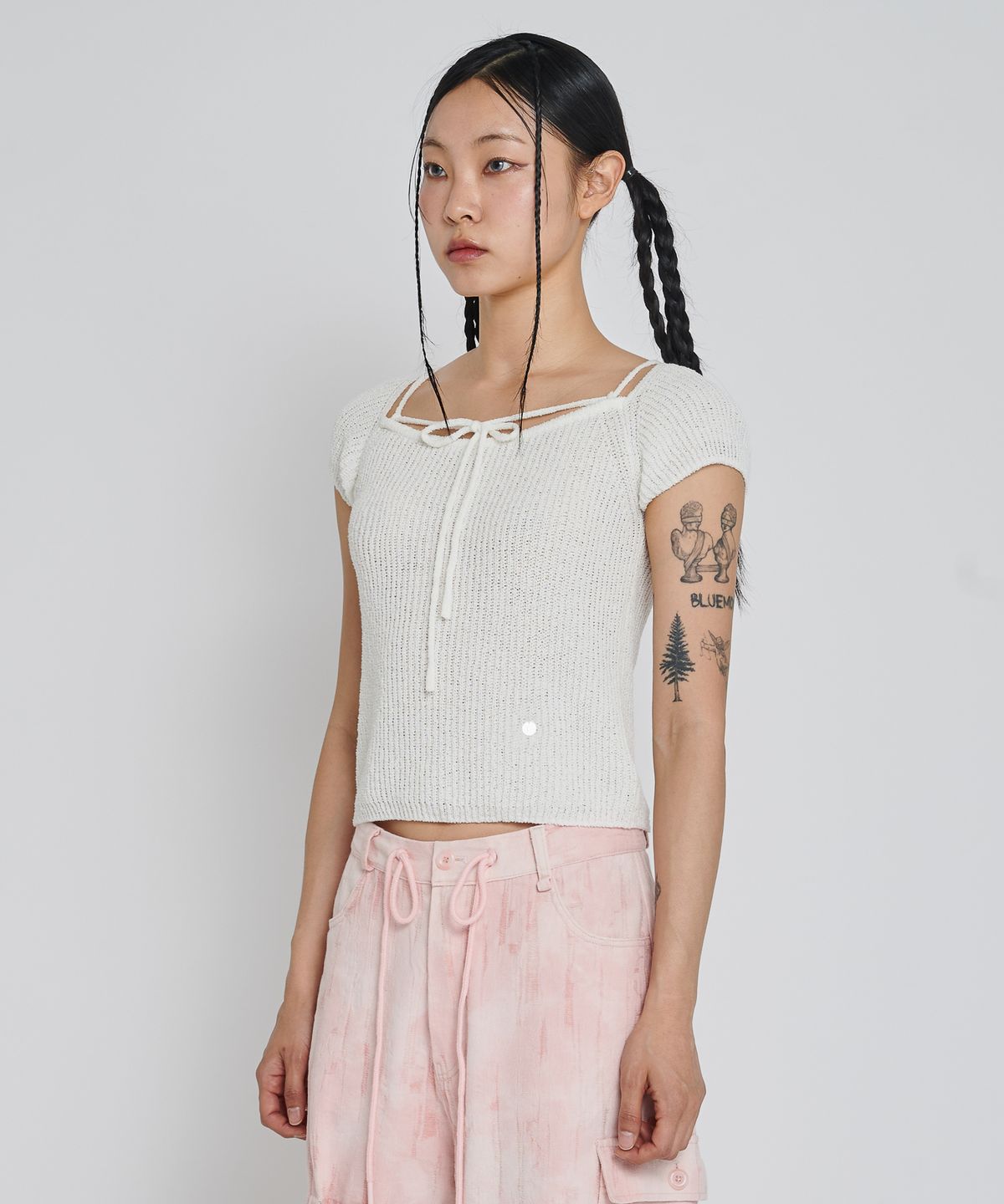 언유주얼 노말(UNUSUALNORMAL) RUPIN 2WAY KNIT TOP_IVORY