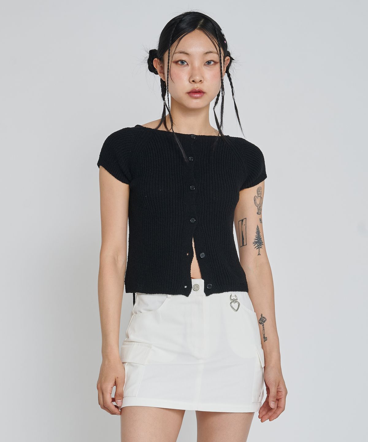 언유주얼 노말(UNUSUALNORMAL) RUPIN 2WAY KNIT TOP_BLACK