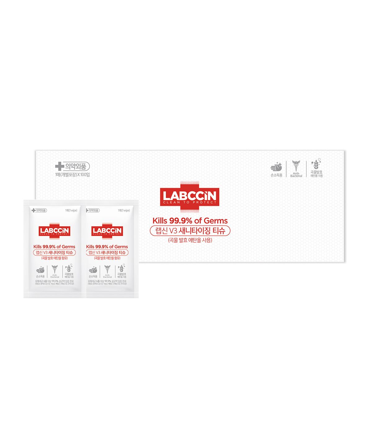 랩신(LABCCIN) 새니타이저 알코올 손소독 티슈 1매 * 총 100개입
