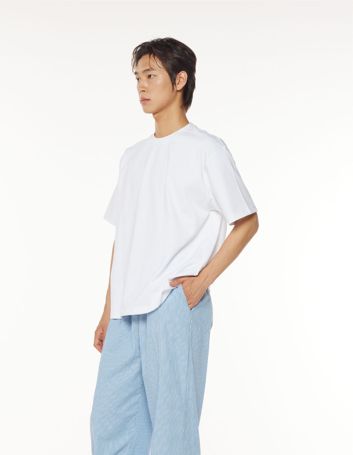 더스토리(THESTORI) [21.7oz / 8수] 심플 헤비 오버핏 반팔티 (화이트)