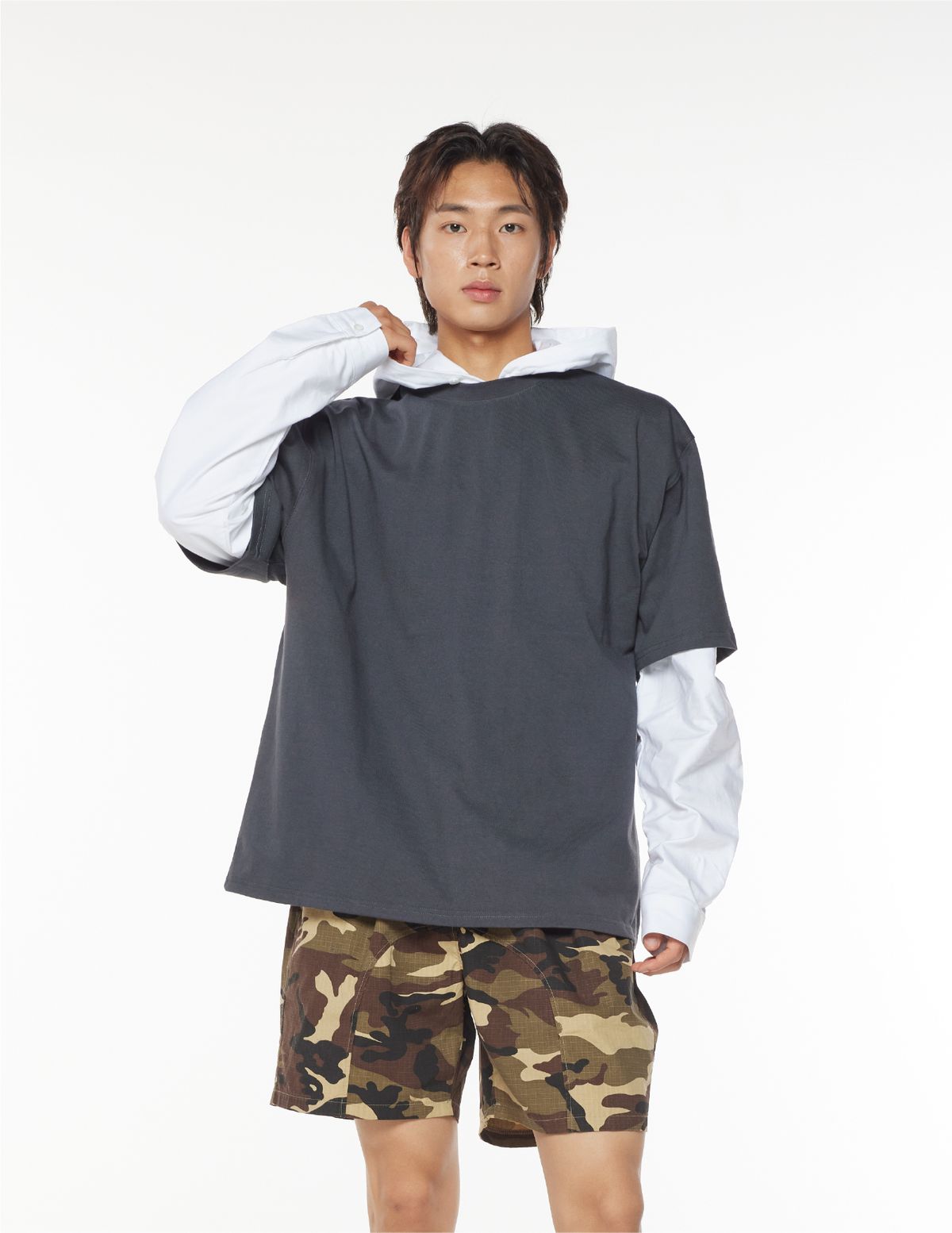 더스토리(THESTORI) [21.7oz / 8수] 심플 헤비 오버핏 반팔티 (차콜)