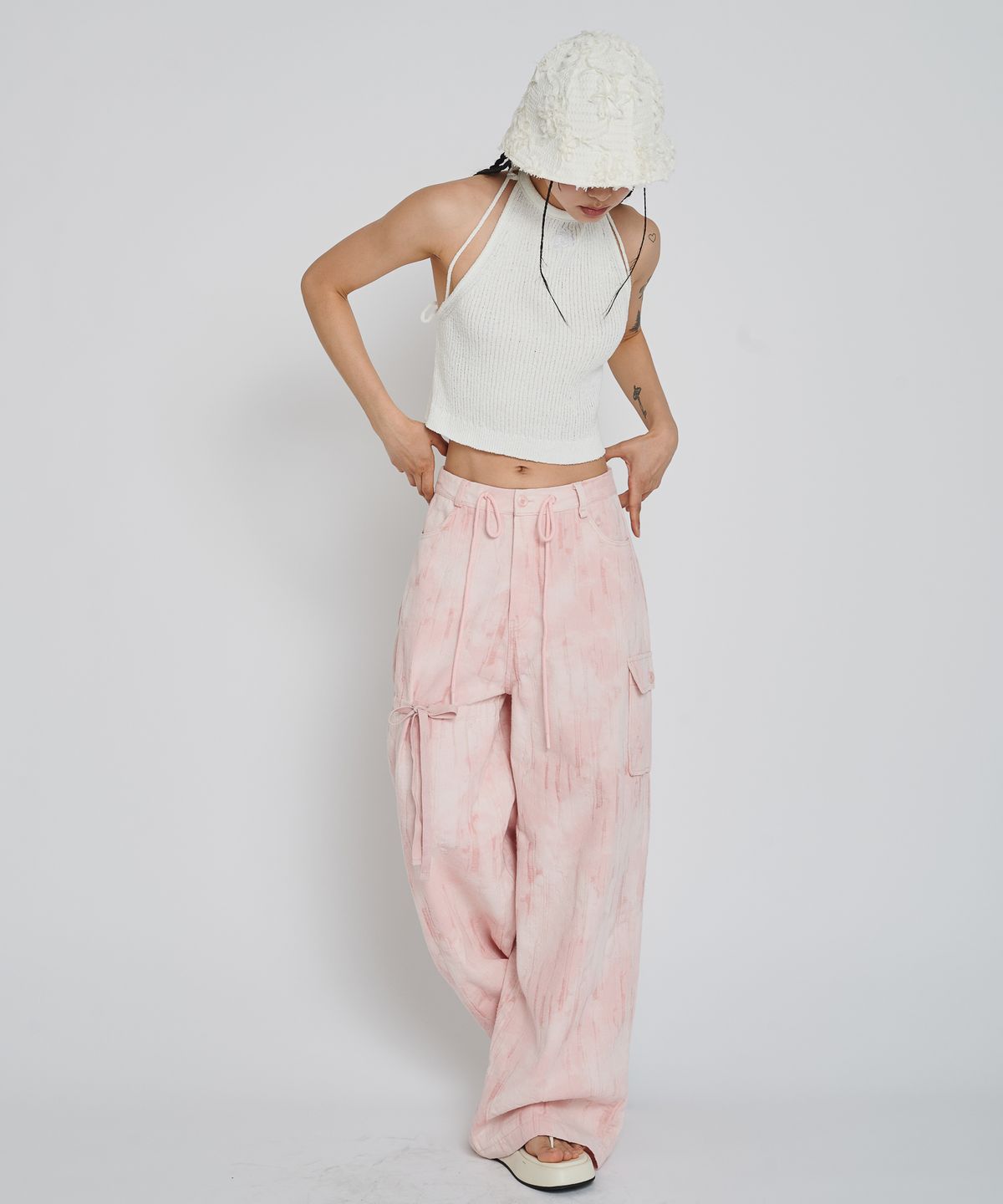 언유주얼 노말(UNUSUALNORMAL) PIO COTTON WIDE PANTS_PINK