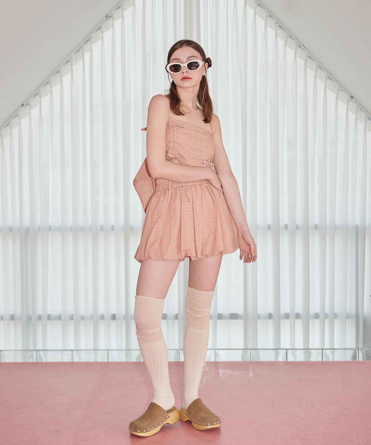 언유주얼 노말(UNUSUALNORMAL) CONY COCOON TWO PIECE SET_CHECK