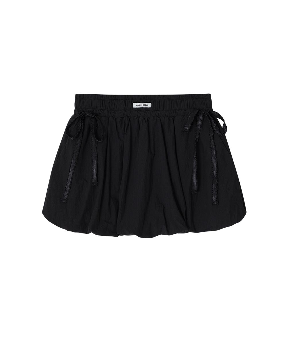 MUSINSA | CRANK Shirring Balloon Skirt_Black