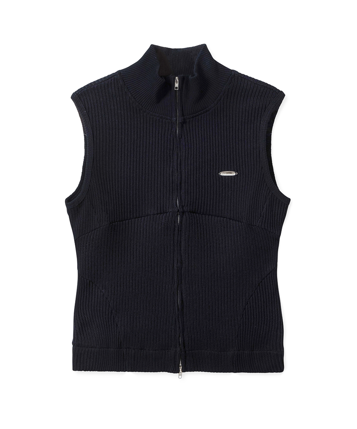 에프디알(FDR) Law Guage Rib Zip Up Sleeveless Black