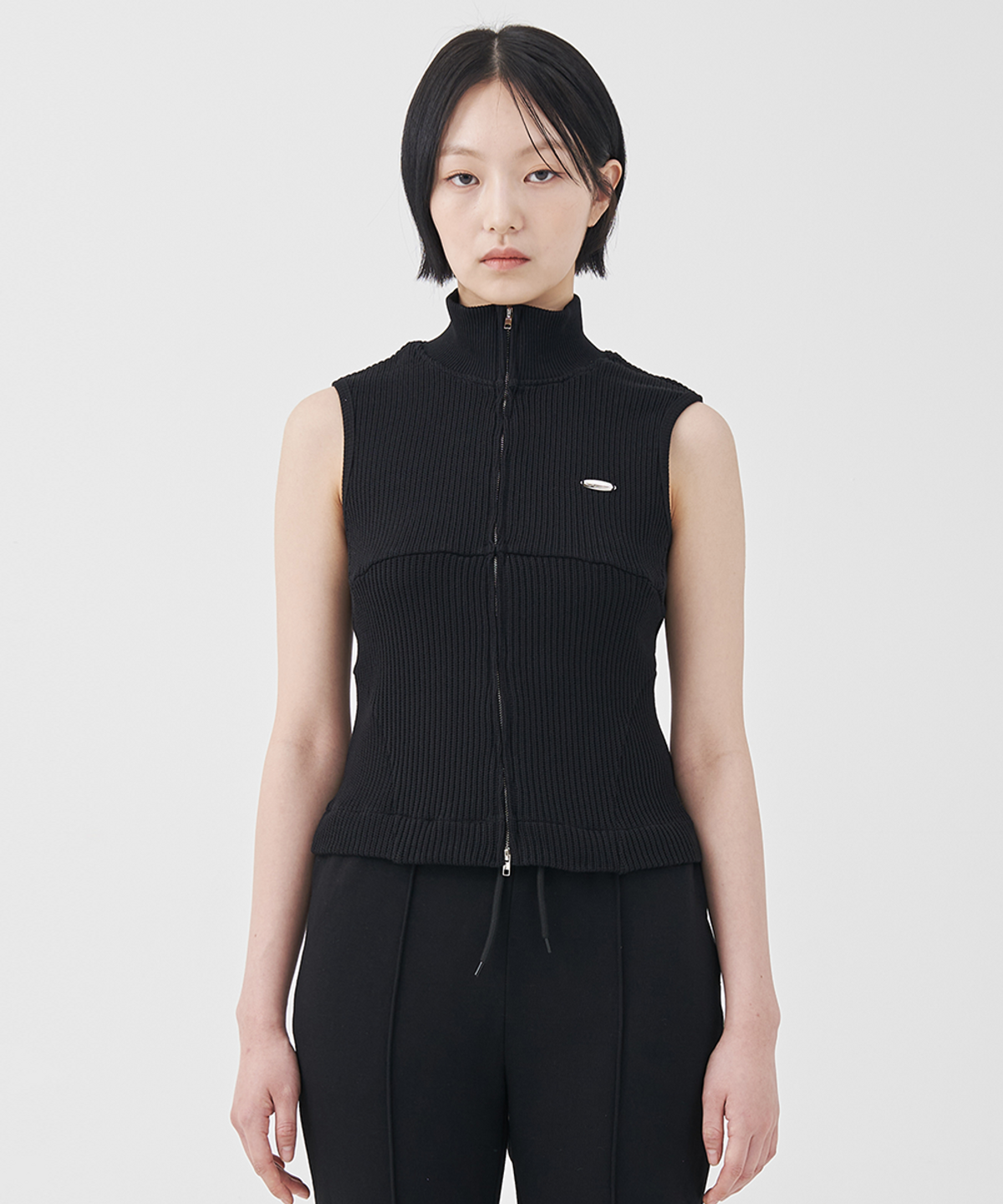 에프디알(FDR) Law Guage Rib Zip Up Sleeveless Cream