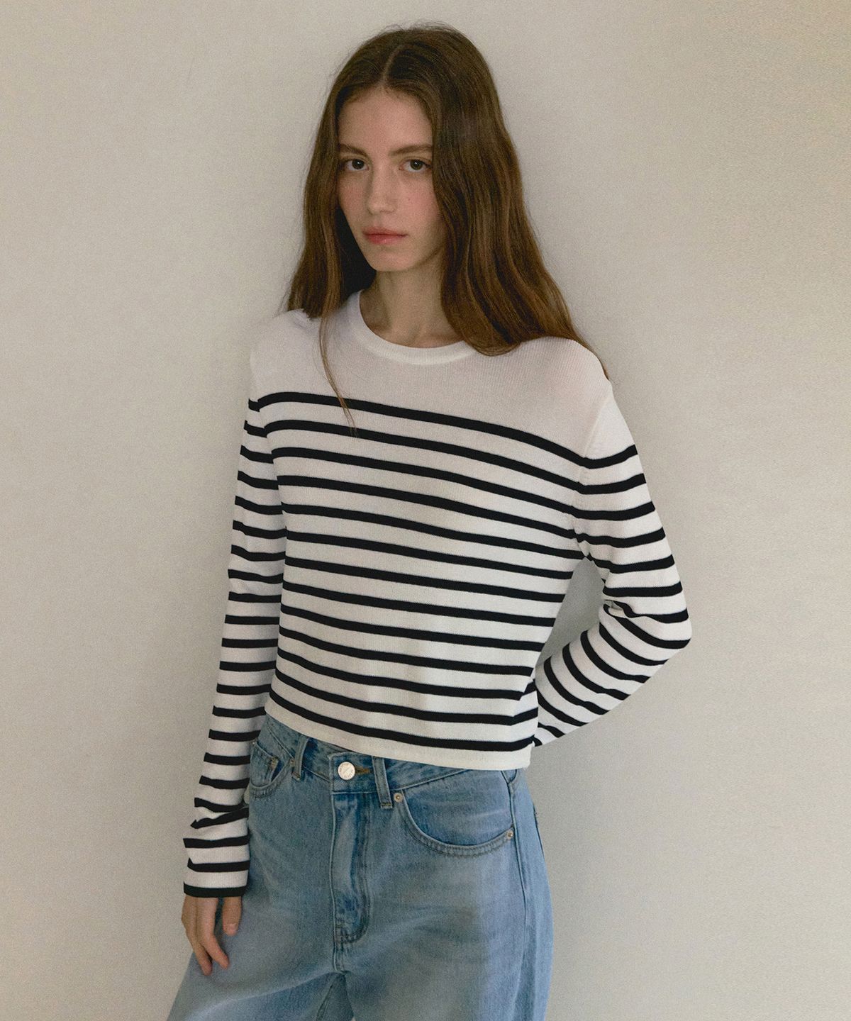 오떼뜨(OCTETTE) MARIN UNBALANCE CROP KNIT