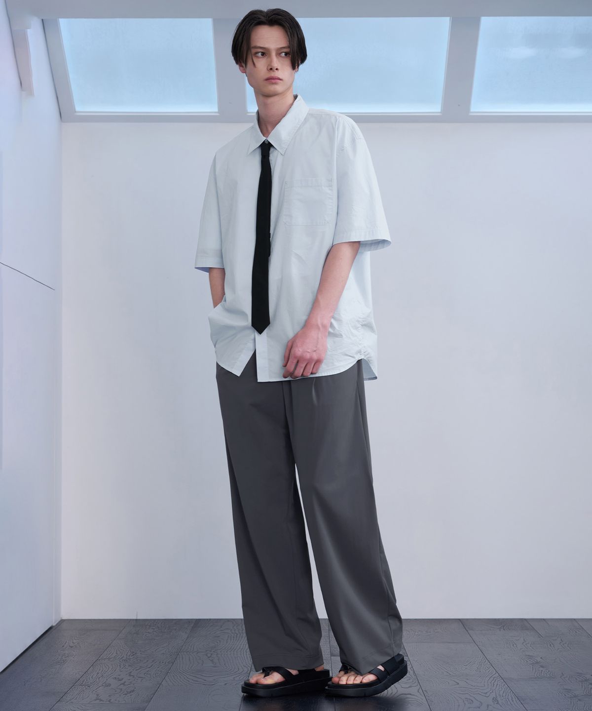 드로우핏(DRAW FIT) [패션플래닛X드로우핏] 쿨링 릴렉스드 와이드 밴딩 팬츠 [D.GREY]