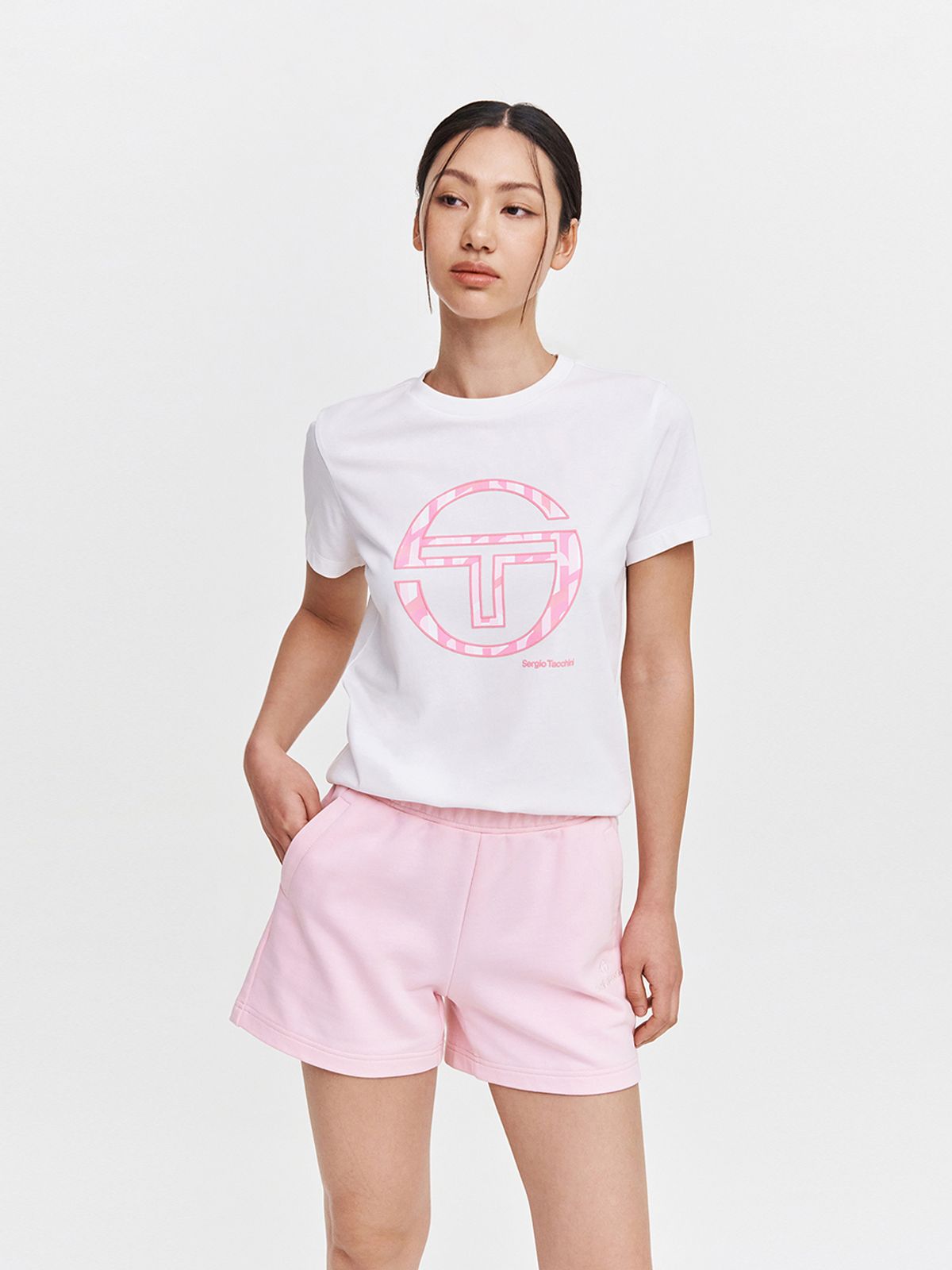 세르지오 타키니(SERGIO TACCHINI) W 리조트 아트웍 빅로고 반팔 티셔츠 (White)