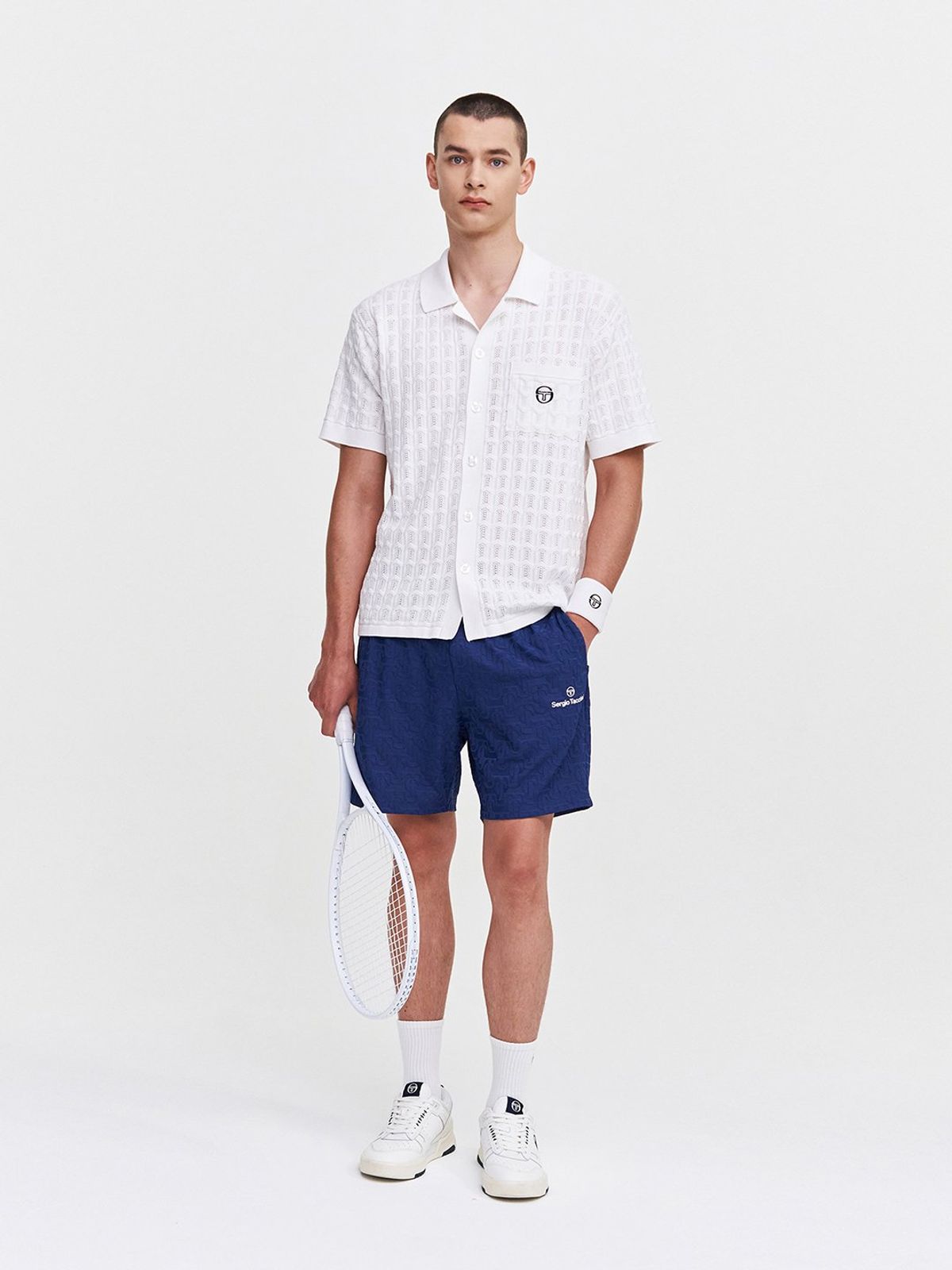 세르지오 타키니(SERGIO TACCHINI) M 리조트 셔츠형 스웨터 (White)